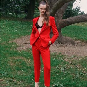 Zara Red Tuxedo cigarette Pant ! Size medium